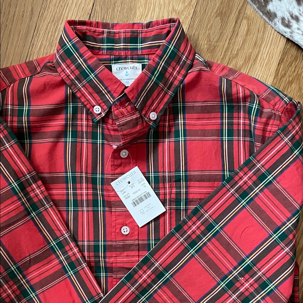 Crewcuts Red and Green Plaid Boy’s Shirt